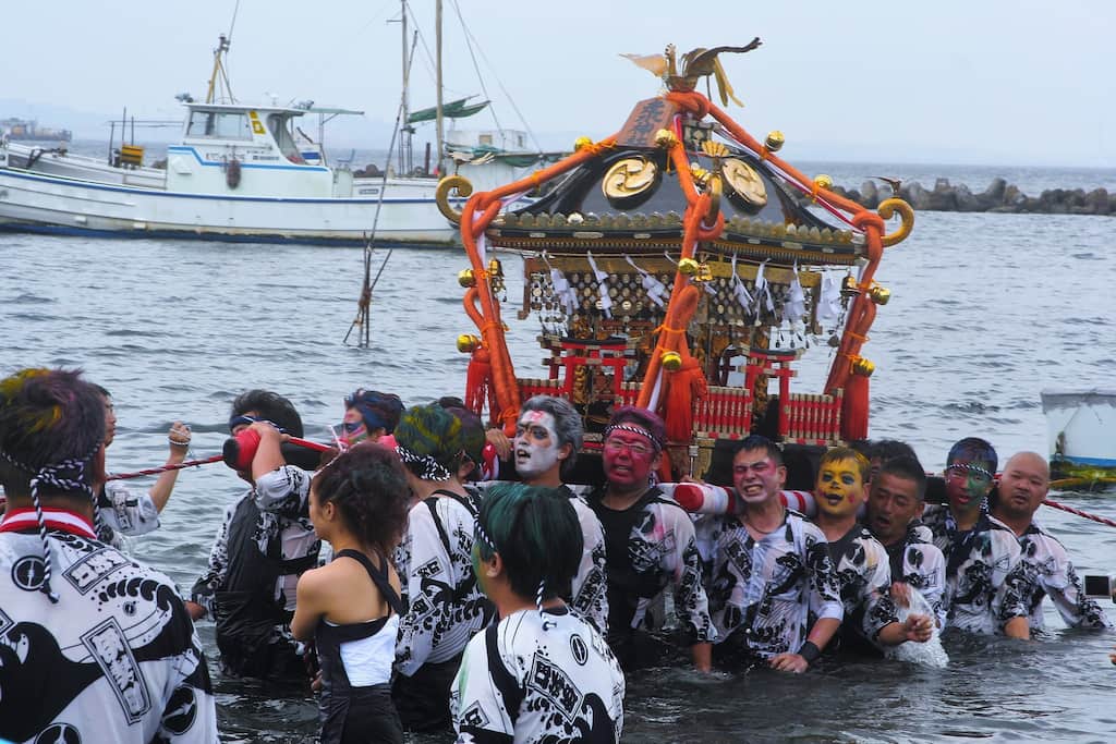 mikoshi parade river procession