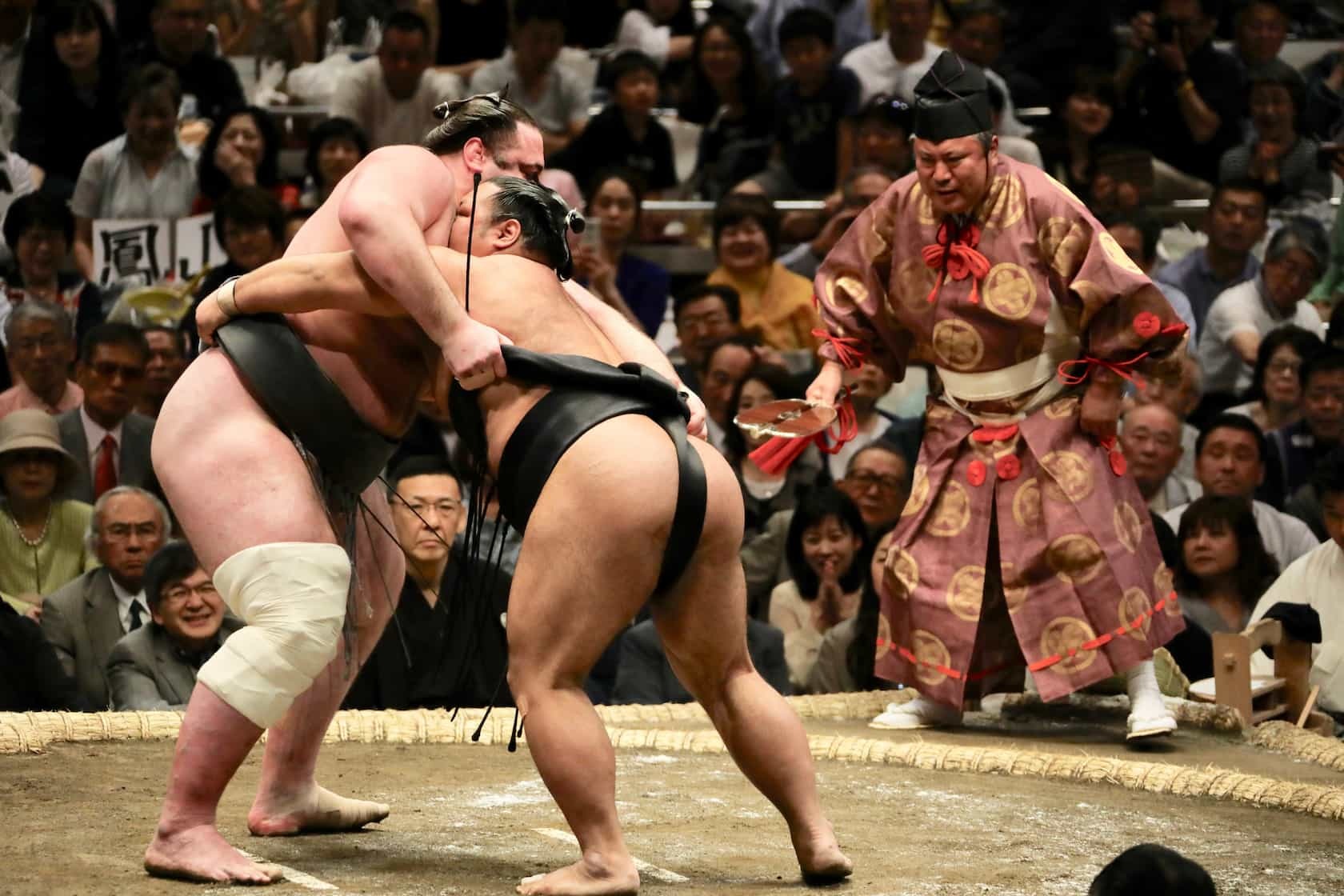 Sumo wrestling in action