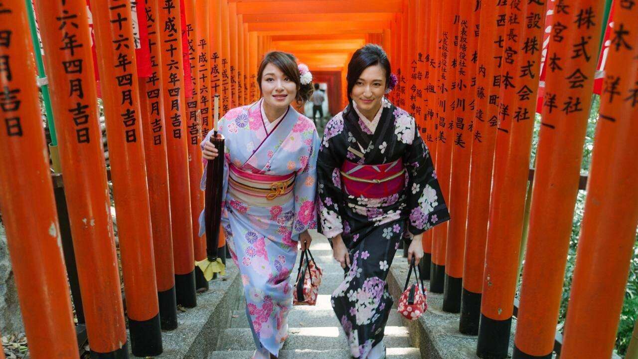 Walking through a Japanese shrine Walking through a Japanese shrine
