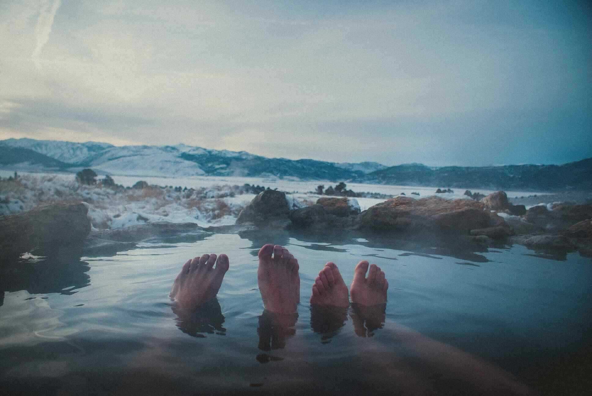 A couple enjoying an onsen