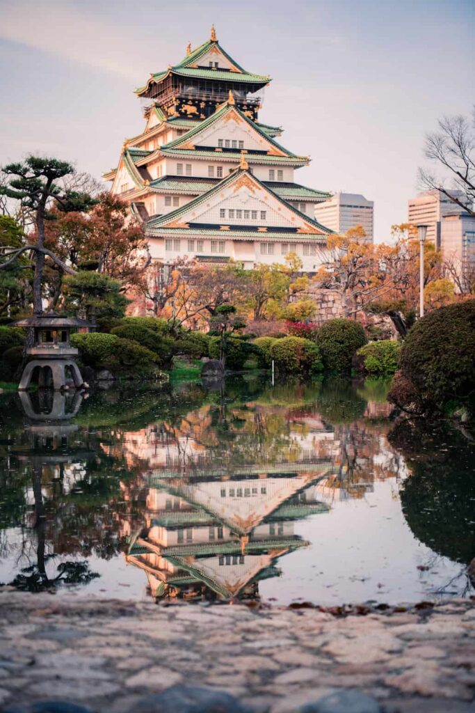Visiting the beautiful white walled Osaka Castle while doing Japan sightseeing