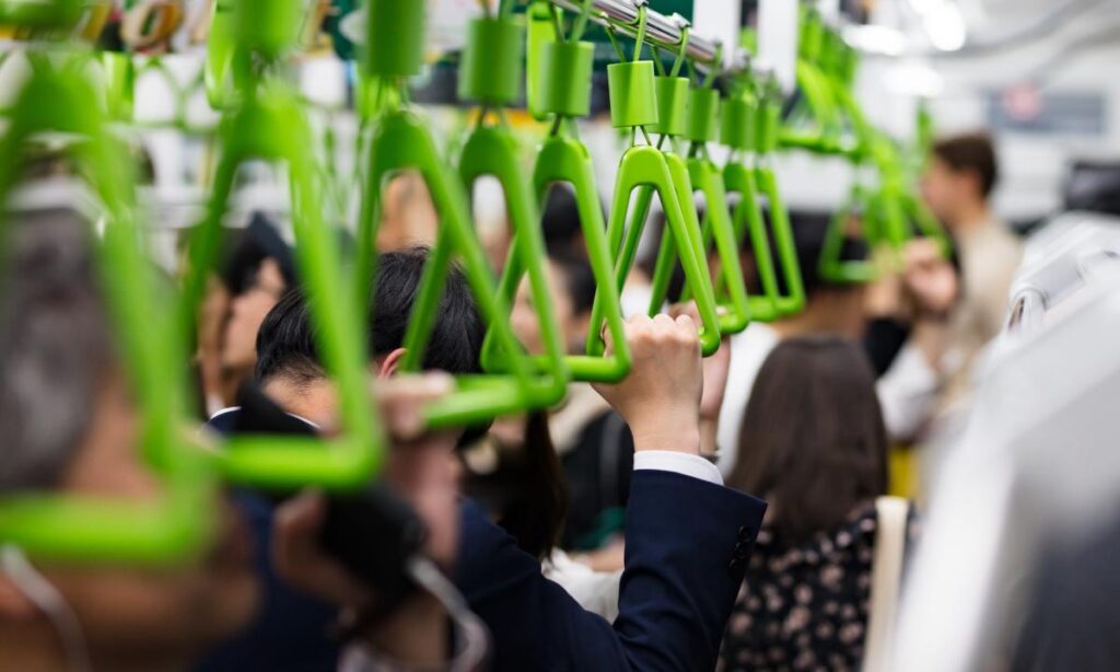 Tokyo Trains 2 Green handles on a Tokyo Train