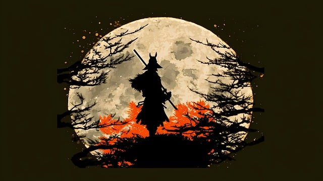 samuraipixabay Silhouette of a samurai standing in front of a full moon