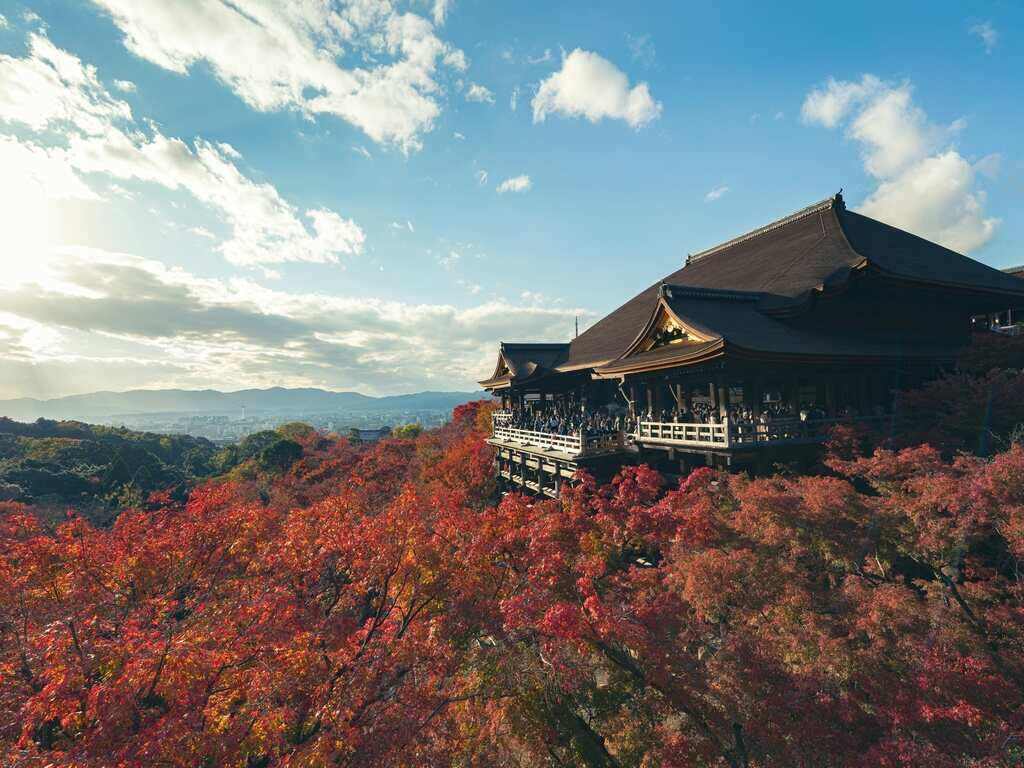 Kiyomizudera that appears in the Japanese proverb "Kiyomizu no Butai kara Tobioriru."